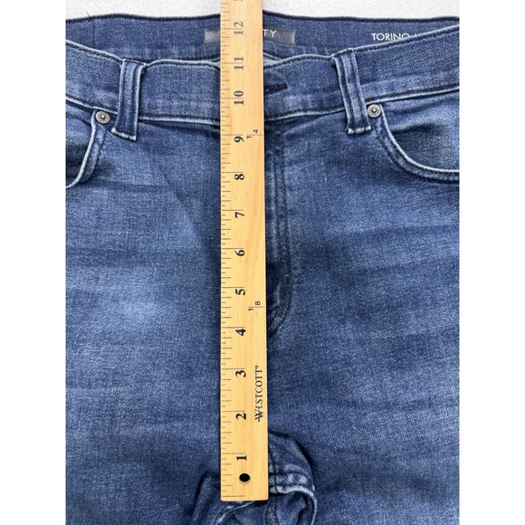 Fidelity Jeans Mens 36x34 Blue Torino Slim Straight Mid Rise Dark Stretch Denim - Picture 8 of 10